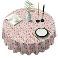 thumbnail image 1 of Pink Christmas Santa and Tree Pattern Round Tablecloth 60"x60",Wrinkle Wipeable Table Cloth for Kitchen Dining Room Picnic Patio Party, 1 of 6