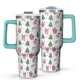 thumbnail image 1 of Pink Christmas Santa and Tree Pattern Tumbler with Handle and Lid,40oz Double Wall Vacuum Insulated Tumbler,Cups Gift for Women and Men, 1 of 7
