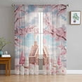 thumbnail image 1 of Pink Christmas Sheer Curtains 108 Inches Long, Farmhouse Botanical Tree Xmas Snowflake Light Filtering Window Curtains for Living Room, Rod Pocket Voile Sheer Curtain Drapes, 52"Wx108"L, 2 Panels, 1 of 9