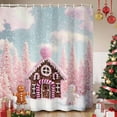 thumbnail image 1 of Pink Christmas Shower Curtain, Xmas Farmhouse Tree Blue Sky Snowflake Waterproof Fabric Shower Curtains with 12 Hooks, Bathroom Curtain Set for Bathroom Accessories Decor, 66 x 72 Inches, 1 of 9