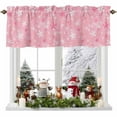 thumbnail image 1 of Pink Christmas Snowflakes Valances for Windows, 54 x 18in, Winter Snowfall Shiny White Modern Rod Pocket Kitchen Valance Curtain Light Filtering Window Treatments for Living Room Bedroom, 1 Panel, 1 of 7