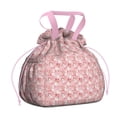 thumbnail image 1 of Pink Christmas Snowman Pattern Drawstring Lunch Bag Women - Drawstring Lunch Bag Insulated for Work Office - Stain-Resistant Large Lunchbags for Women with Multi-Pockets, 1 of 6