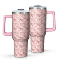 thumbnail image 1 of Pink Christmas Snowman Pattern Tumbler with Handle and Lid,40oz Double Wall Vacuum Insulated Tumbler,Cups Gift for Women and Men, 1 of 7