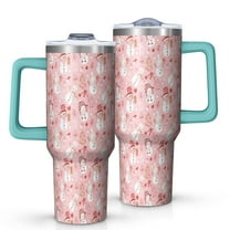 Pink Christmas Snowman Pattern Tumbler with Handle and Lid,40oz Double Wall Vacuum Insulated Tumbler,Cups Gift for Women and Men