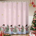 thumbnail image 1 of Pink Christmas Snowman Shower Curtain, Winter Xmas Tree Snowflakes Waterproof Fabric Shower Curtains with 12 Hooks, Bathroom Curtain Set for Bathroom Accessories Decor, 72 x 96 Inches, 1 of 9