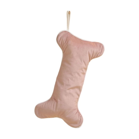 Pink Christmas Stocking Fleece Dog Bone Cute Decoration Gift Sock For Dog Lovers Holiday Decor