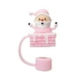 thumbnail image 1 of Pink Christmas Straw Cap Cover with Silicone Material - Decorative, for 10mm Straws, Easy to Clean, Ideal for Holiday Beverages, 1 of 8
