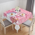 thumbnail image 1 of Pink Christmas Table Cloth Waterproof Tablecloths, Snowman Xmas Tree Ball Gifts Winter Tablecloth Dining Table Cover for Kitchen Party Tabletop Outdoor, Square Tablecloth 60x60 Inch, 1 of 9