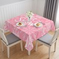 thumbnail image 1 of Pink Christmas Table Cloth Waterproof Tablecloths, Winter Xmas White Snowflakes Texture Tablecloth Dining Table Cover for Kitchen Party Tabletop Outdoor, Square Tablecloth 54x54 Inch, 1 of 9
