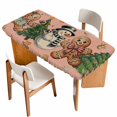 thumbnail image 1 of Pink Christmas Table Cloths for 5 Foot Rectangle Tables, Xmas Tree Gingerbread Snowman Winter Patio Waterproof Elastic Fitted Tablecloths, Washable Rectangular Table Cover for Camping, 1 of 8