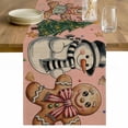 thumbnail image 1 of Pink Christmas Table Runner 70 Inches Long Farmhouse Dress Scarves, Xmas Tree Gingerbread Snowman Winter Dining Tablerunner for Coffee Table/Kitchen Island/Party Décor, 13" x 70", 1 of 8