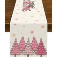 thumbnail image 1 of Pink Christmas Table Runner Merry Xmas Tree Winter Holiday Party Decoration Seasonal Home Kitchen Dining Room Island Decor (13.8" x 71"), 1 of 4