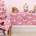 thumbnail image 1 of Pink Christmas Tablecloth Cartoon Gingerbread House Table Cloth Rectangle Table Cover for Xmas Holiday Party Table Decor, 60 x 102 Inch, 1 of 7