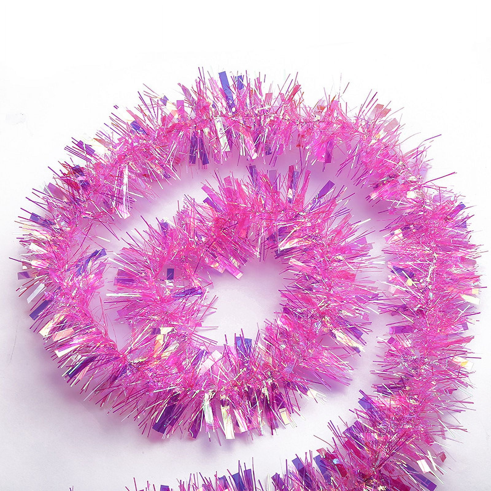 Pink Christmas Tinsel Garland 20ft/6m, Iridescent Metallic - Walmart.com