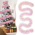 thumbnail image 1 of Pink Christmas Tinsel Garland, Metallic Tinsel Twist Garland, Glitter Foil Garland Decoration for Staircase Railing Banister Indoor Outdoor Ornament, 1 Pcs, 6.6 Ft, 1 of 6