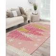 thumbnail image 1 of Pink Christmas Tree Area Rug 3x5 Living Rug with Tassel Woven Cotton Entryway Rugs Washable Bedroom Rugs Aesthetic Nursery Carpet Pink Golden Xmas Tree Snowflake Winter Floor Mat for Laundry Room, 1 of 5