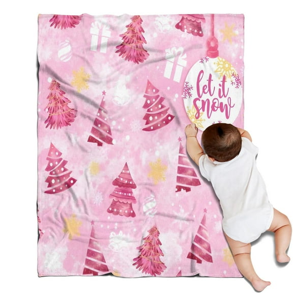 Pink Christmas Tree Blanket,Comfortable Soft Flannel Throw Blanket,All Season,Warm Lightweight Blankets for Sofa Bed Couch Living Room Chair,30"x40"