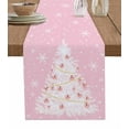thumbnail image 1 of Pink Christmas Tree Burlap-Cotton Table Runner 70 Inches Long,Winter Balls Snowflake Xmas Tree Farmhouse Table Runners,Outdoor Dining Tablecloths Decor for Baby Shower Party Wedding 13x70, 1 of 9