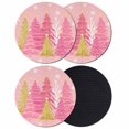 thumbnail image 1 of Pink Christmas Tree Coasters Set of 4, Absorbent Coasters for Drinks, Pink Golden Xmas Tree Snowflake Winter Coaster for Desk Coffee Table Protection, Home Decor House Warming Gifts 4", 1 of 8
