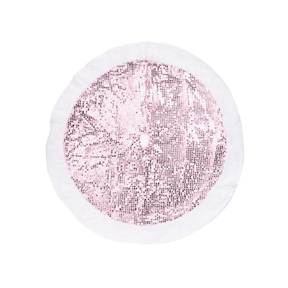Pink Christmas Tree Decoration Skirt With Classic Design And Warm Elements For Holiday Ambiance