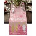 thumbnail image 1 of Pink Christmas Tree Dresser Scarf Farmhouse, Dining Table Decorations for Wedding/Parties, Pink Xmas Tree Snowflake Luxury Table Runner 120 Inches Long for Kitchen Dining, 13 x 120 In, 1 of 9
