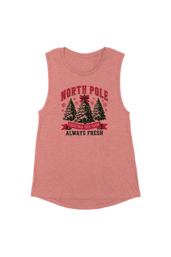 Pink Christmas Tree Farm Women's Muscle Tank X-Small Desert Pink