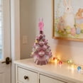 thumbnail image 1 of Pink Christmas Tree, Faux Ceramic Christmas Trees That Light Up, LED Bunny Night Light Light Resin Little Trees for Holiday Decoration Small Xmas Holiday Desk Tabletop Decoration, 1 of 6