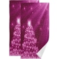thumbnail image 1 of Pink Christmas Tree Hand Towels 2 PCS, Xmas Kitchen Towel Ultra Soft and Highly Absorbent,Decorative Fingertip Face Towel for Bathroom Hotel, 28.3"x14.4", 1 of 6