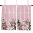 thumbnail image 1 of Pink Christmas Tree Kitchen Curtain 2 Panels Curtains 45 Inch Length, Winter Xmas Tree Snowflake Curtains Rod Pocket Curtains Window Drapes Treatment Window Cafe Curtains, 1 of 5