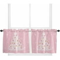 thumbnail image 1 of Pink Christmas Tree Kitchen Curtain 2 Panels Tiers Curtains 24 Inch Length, Winter Balls Snowflake Xmas Tree Curtains Rod Pocket Curtains Window Drapes Treatment Window Cafe Curtains, 1 of 5