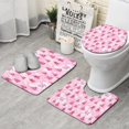 thumbnail image 1 of Pink Christmas Tree Pattern Bathroom Rugs Sets 3 Piece,Toilet Cover Set,Absorbent Non Slip Bathroom Mats Sets with U-Shaped Contour Rug Toilet Rug Set, 1 of 5