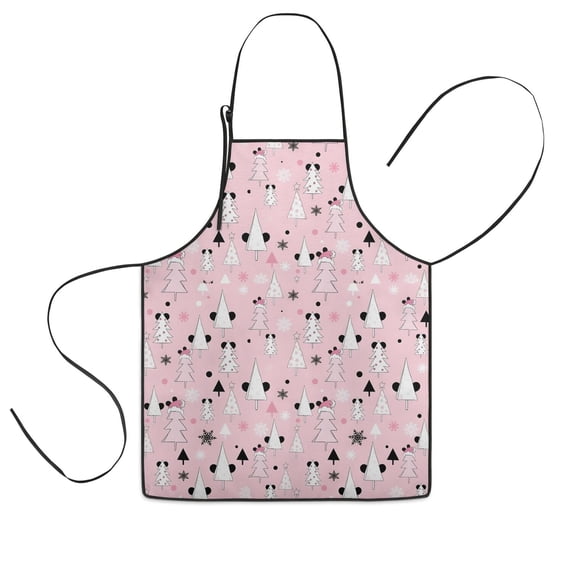 Pink Christmas Tree Pattern Kids Aprons for Girls and Boys,Adjustable Neck Strap Toddler Aprons for Kids Cooking Baking
