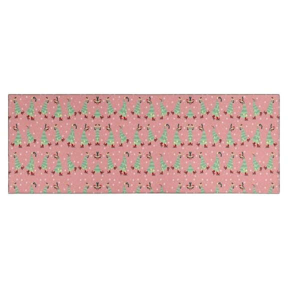 Pink Christmas Tree Pattern Kitchen Rug Mat,Kitchen Runner Rugs Non Skid Washable,Decorative Kitchen Floor Mats for Kitchen,Sink,Laundry,17"X47"
