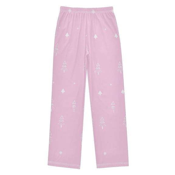Pink Christmas Tree Pattern Pajama Pants Soft Lightweight Lounge Pants Bottoms Sleep Pants Warm Comfy