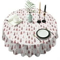 thumbnail image 1 of Pink Christmas Tree Pattern Round Tablecloth 60"x60",Wrinkle Wipeable Table Cloth for Kitchen Dining Room Picnic Patio Party, 1 of 6