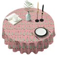 thumbnail image 1 of Pink Christmas Tree Pattern Round Tablecloth 60"x60",Wrinkle Wipeable Table Cloth for Kitchen Dining Room Picnic Patio Party, 1 of 6