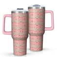 thumbnail image 1 of Pink Christmas Tree Pattern Tumbler with Handle and Lid,40oz Double Wall Vacuum Insulated Tumbler,Cups Gift for Women and Men, 1 of 7
