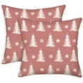 thumbnail image 1 of Pink Christmas Tree Pillow Covers 16x16 Inch Set of 2 Winter Snowflake Forest Pine Trees Outdoor Pillows Xmas Famrhouse Home Decor Throw Pillow Cushion Case, 2 Pieces/Pack, 1 of 5