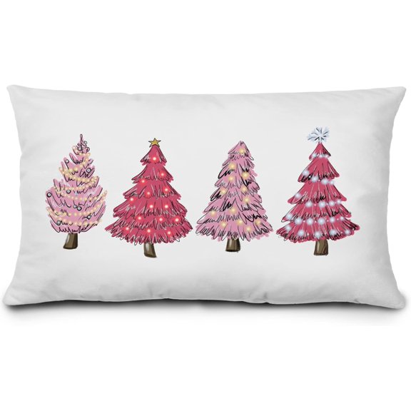 Pink Christmas Tree Pillows Covers 12x20 inch,Pink Christmas Decorations,Pink Christmas Decor,Christmas Tree Pillow Covers,Pink Christmas Pillow Covers,Pink Christmas Tree Decor