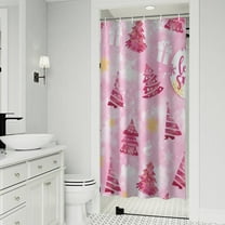 Pink Christmas Tree Shower Curtain 36"x72" ,Bathroom Decorative Shower Curtains Set with 12 Hooks,Modern Waterproof Washable Shower Curtain