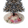 thumbnail image 1 of Pink Christmas Christmas Tree Skirt 48 Inches Large Christmas Skirt Tree, Pink Santa Winter Snowflake Botanical Rustic Burlap Tree Skirt Christmas Decorations for Fireplace Party Indoor Outdoor, 1 of 7