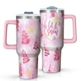 thumbnail image 1 of Pink Christmas Tree Tumbler with Handle and Lid,40oz Double Wall Vacuum Insulated Tumbler,Cups Gift for Women and Men, 1 of 7