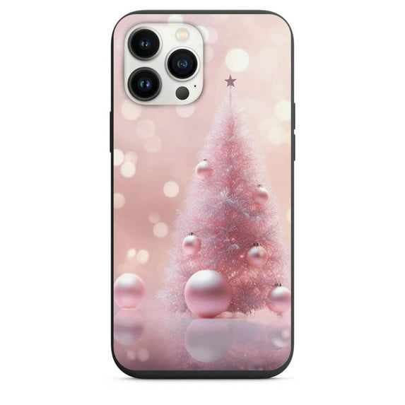Pink Christmas Tree and Ornament Phone Case for iPhone 7 8 X XS XR SE 11 12 13 14 Pro Max Mini Note s10 s10plus s20 s21 20plus