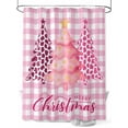 thumbnail image 1 of Pink Christmas Trees Small Stall Shower Curtain, Waterproof Shower Curtains for Bathroom, Leopard Print Xmas Tree Winter Plaid Washable Fabric Cloth Bath Curtain for Bathtub with Hooks 36x78 Inches, 1 of 6