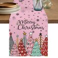 thumbnail image 1 of Pink Christmas Trees Table Runner 36 Inches Small - Winter Xmas Colorful Pine Snowflakes Kitchen Dining Burlap Linen Tablerunner for Small/Round/Square/Wedding/Coffee/Dining Table Party 13 x 36, 1 of 9