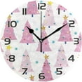 thumbnail image 1 of Pink Christmas Trees Wall Clock Round Vintage Silent Non Ticking Battery Operated Accurate Arabic Numerals Design for Home Kitchen Living Room Bedroom Inch, 1 of 5