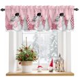 Pink Christmas Valances for Windows Snowman Rod Pocket Cafe Window ...
