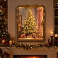 thumbnail image 1 of Pink Christmas Wall Art 16x12'', Lighted Gold Bow Framed Painting Wall Decors, Rustic Christmas Decorations for Gift, 1 of 6