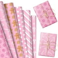 thumbnail image 1 of Pink Christmas Wrapping Paper Set - 12 Sheets with Gingerbread & Candy Cane Patterns for Holiday Gifts, 1 of 7