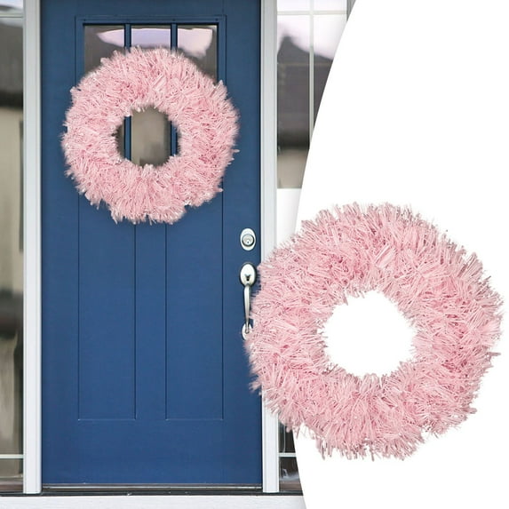 Pink Christmas Wreath 18 Inch Artificial Door Wreath With Ornament Balls Holiday Decoration For Indoor Outdoor Front Door Wall Porch